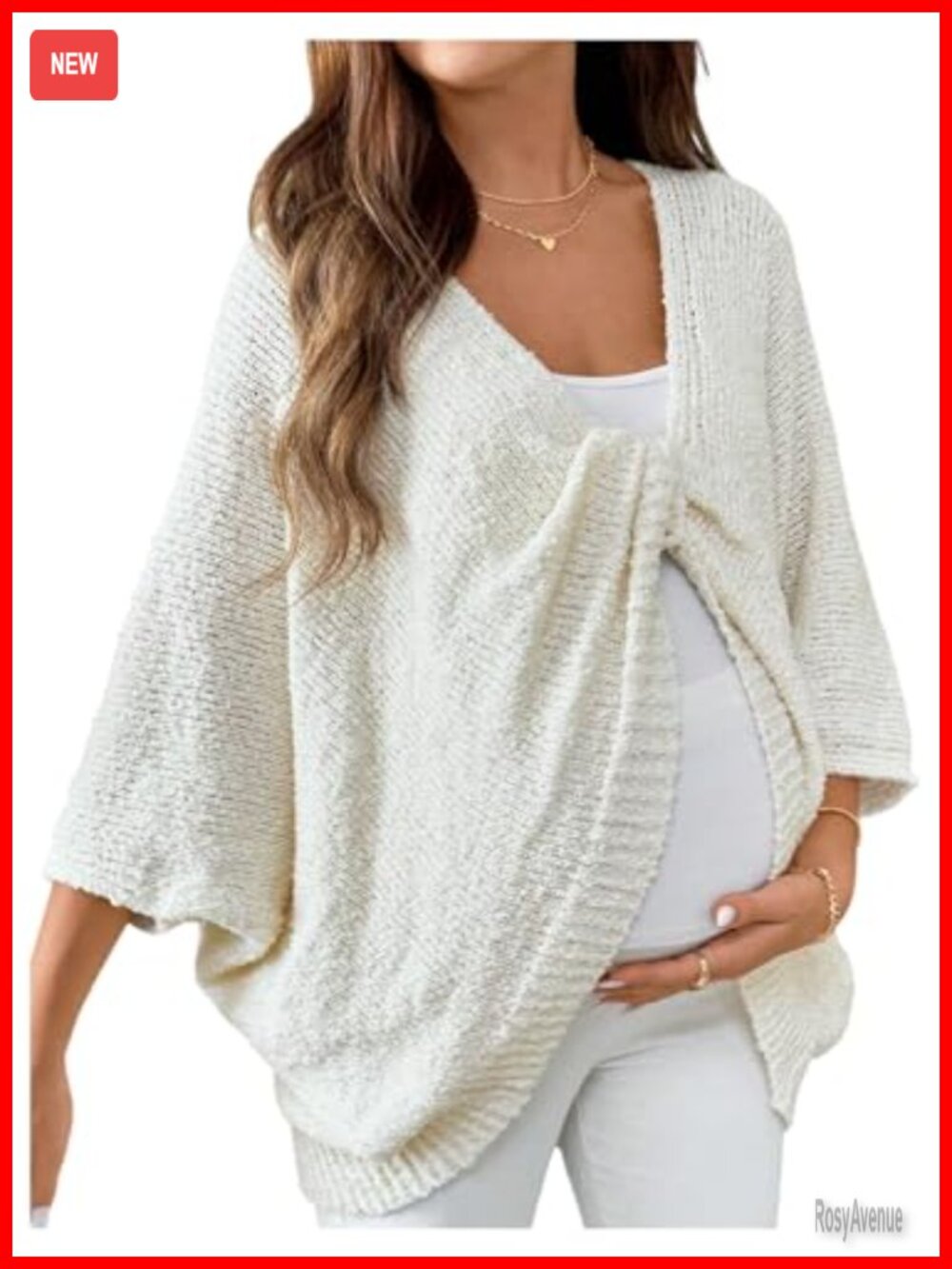 Maternity Twist Front Oversized Knit Cardigan Sweater